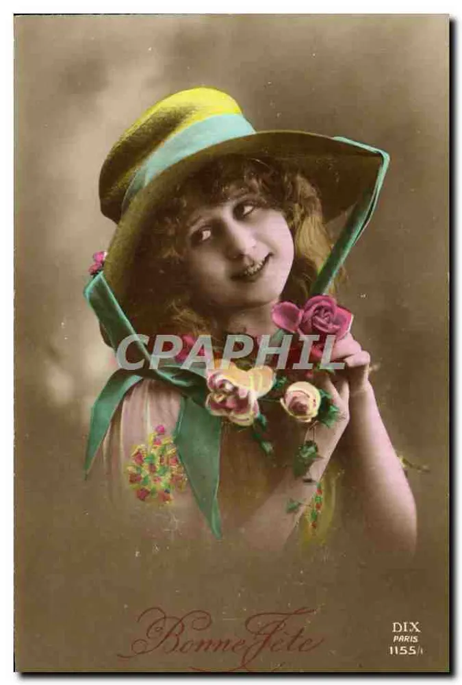 Jovem mulher com chapéu — Boa Festa — DIX PARIS 1155/1 - Frente