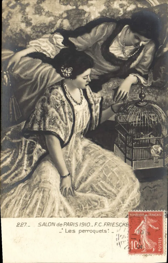 Die Papageien — Salon von Paris 1910 — F.C. FRIESCKE — n° 227 - Vorderseite