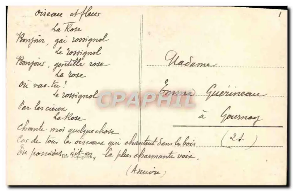 Die Papageien — Salon von Paris 1910 — F.C. FRIESCKE — n° 227 - Rückseite
