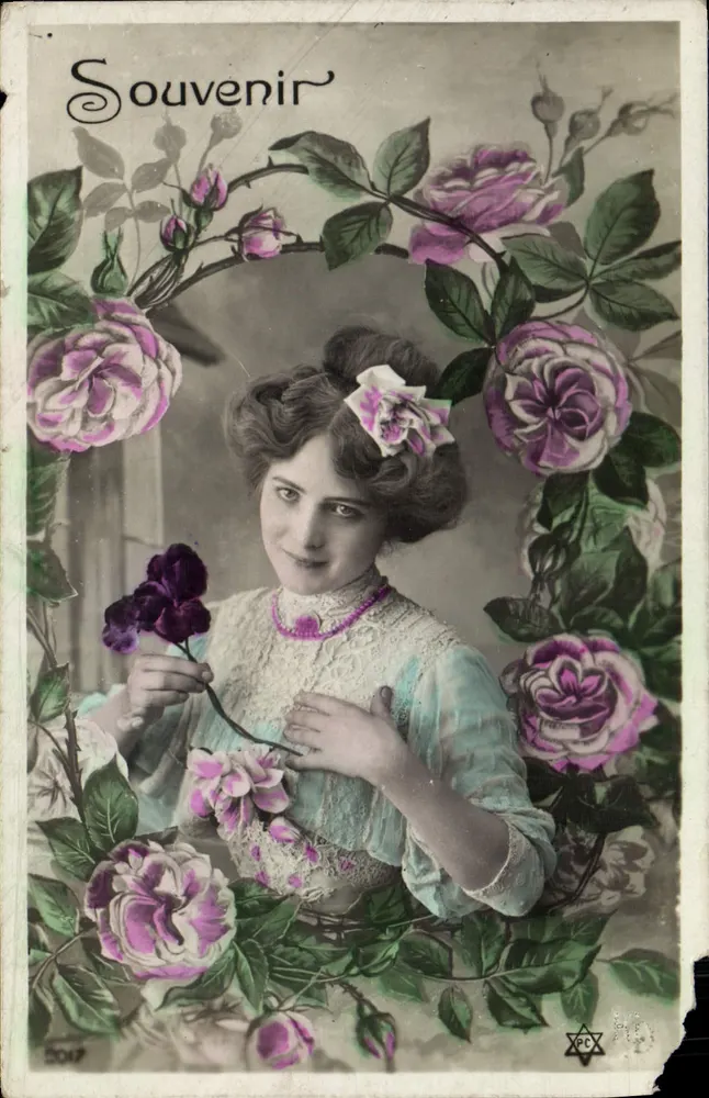 Jeune femme avec roses — Souvenir — éditeur PEC n° 2017 - Vorderseite