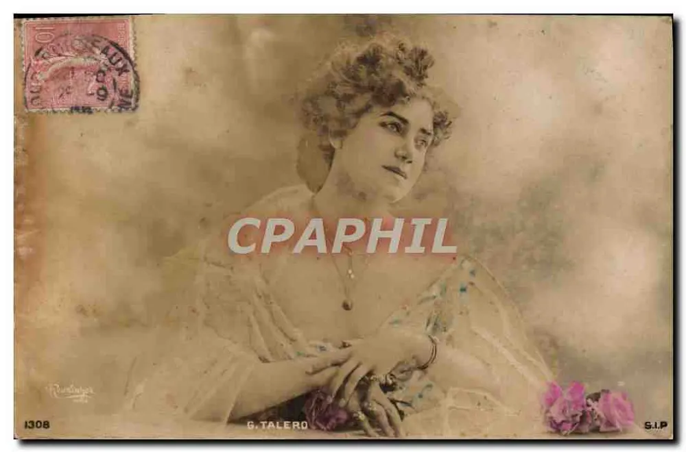 G. Talero — Portrait einer sitzenden Frau mit Blumen — Verleger Rudelinger, Nr. 1308 - Vorderseite