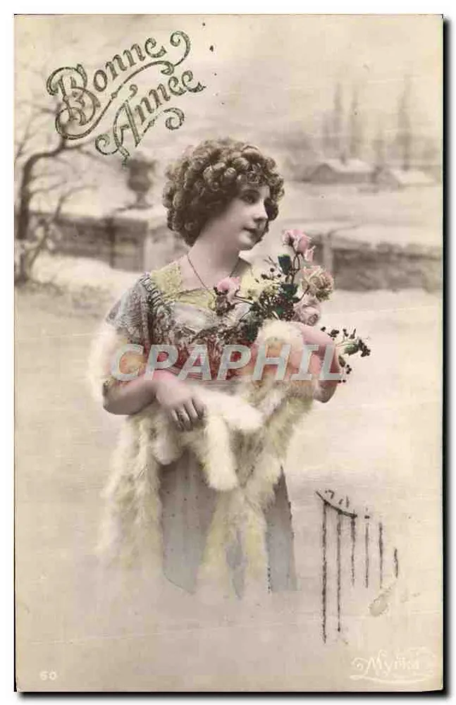 Junge Frau mit einem Rosenstrauß — Myrka, Nr. 60 - Vorderseite