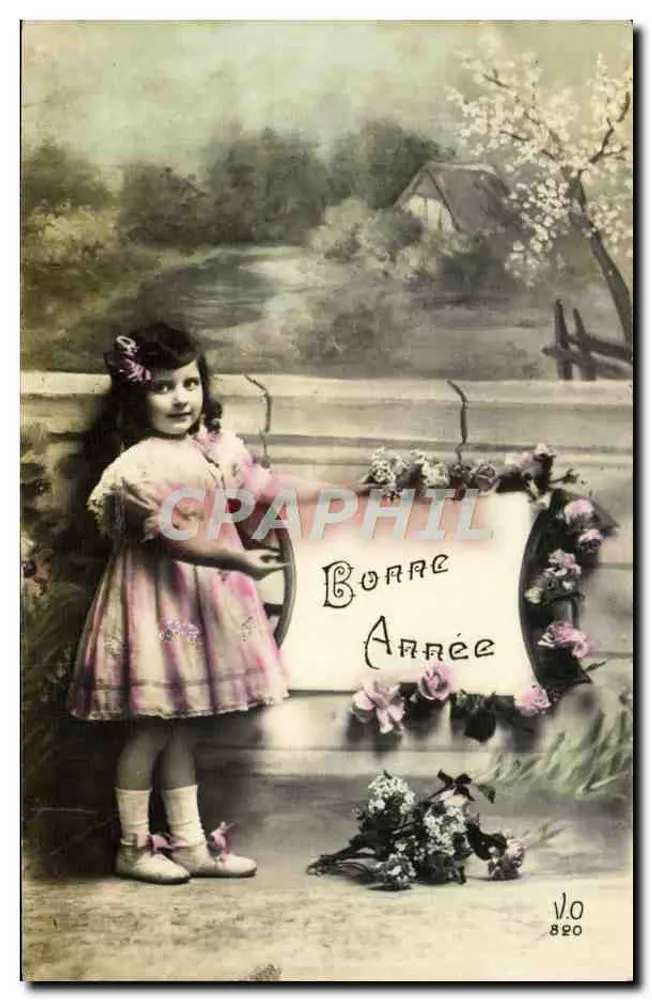Menina em vestido rosa — Boa Ano — n°820 - Frente