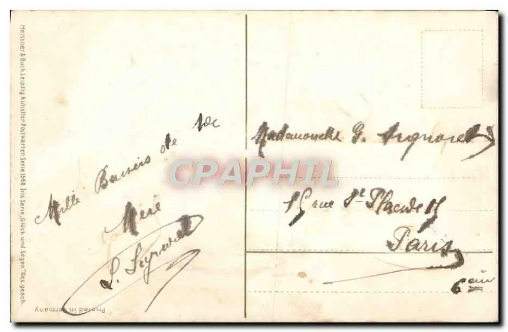 Zwei Kinder nahe am Ufer — gerahmte Ansicht in einer ovale Form — Verlag Messerschmidt & Buch, Leipzig - Rückseite