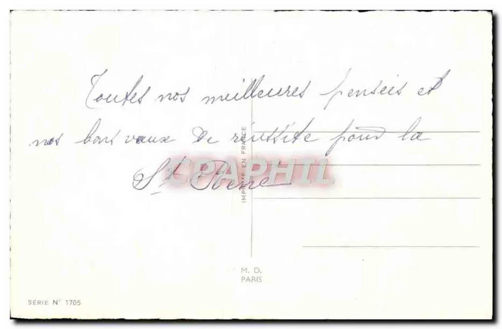 Flores de margaridinhas e pensamentos — Boa festa — série 1705, editada por M. D. Paris - Verso