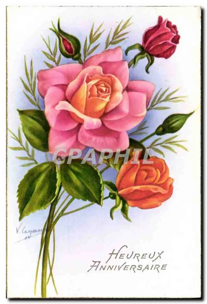 Rozes — Verjaardag — Edities Univers Paris N°1423 - Voorkant