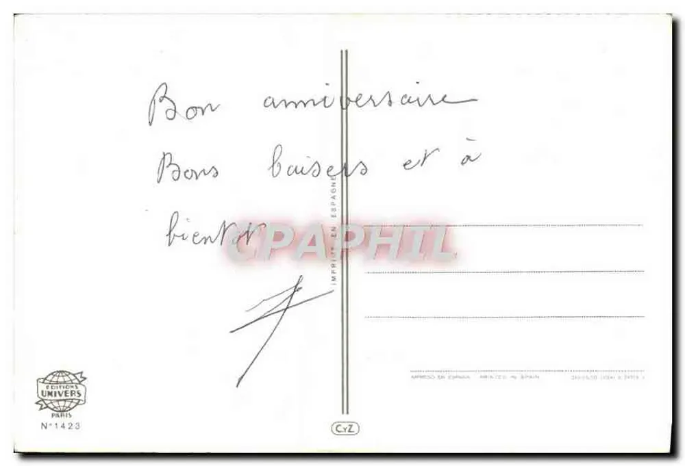 Rozes — Verjaardag — Edities Univers Paris N°1423 - Achterkant