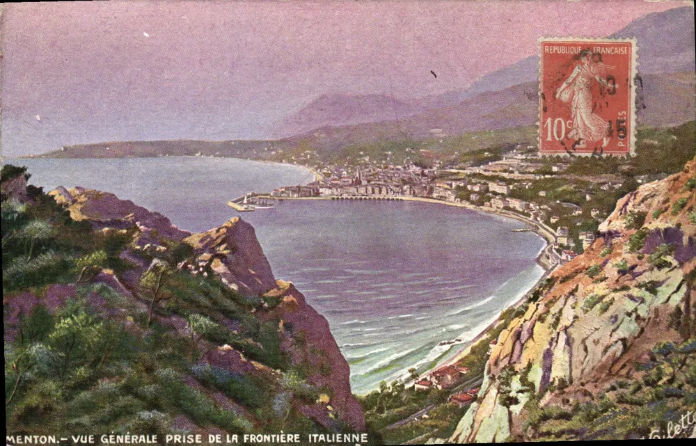 Menton - Allgemeine Ansicht vom italienischen Grenzgebiet — Verlag Tuck & Fillet, Serie 795 - Vorderseite
