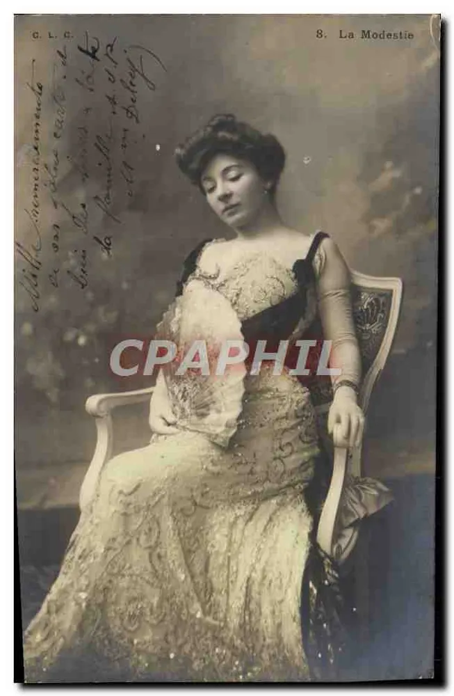 Frau in besticktem Kleid — Die Bescheidenheit — G.L.A. n°8 - Vorderseite