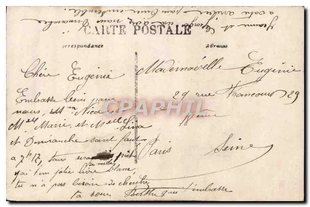 Couple enlacé — texte amoureux — éditeur non identifié, n° 201 - Verso