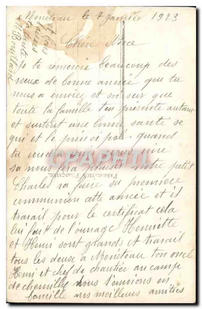 Jeune femme avec bouquet — décor floral — n°537 - Verso