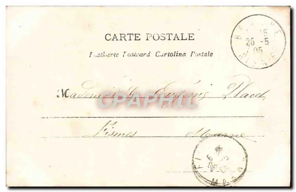 Jeannette — jeune femme en robe de style Art Nouveau devant un miroir — éditeur anonyme - Verso
