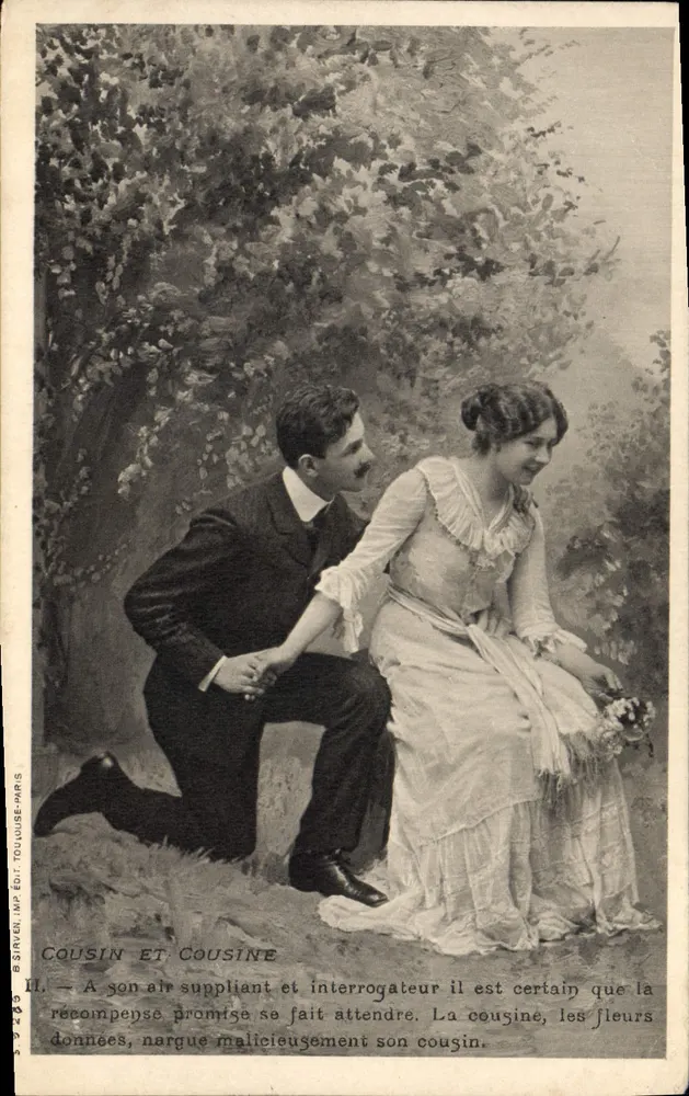 Cousin und Cousine — Szene eines Heiratsantrags — Birtel, Verlag Toulouse, Nr. 5205 - Vorderseite