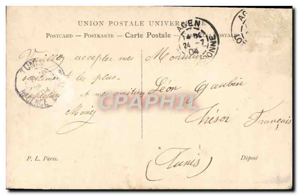 Jeune couple devant un étal de fleurs — scène de rue — éditeur P. L. Paris - Verso