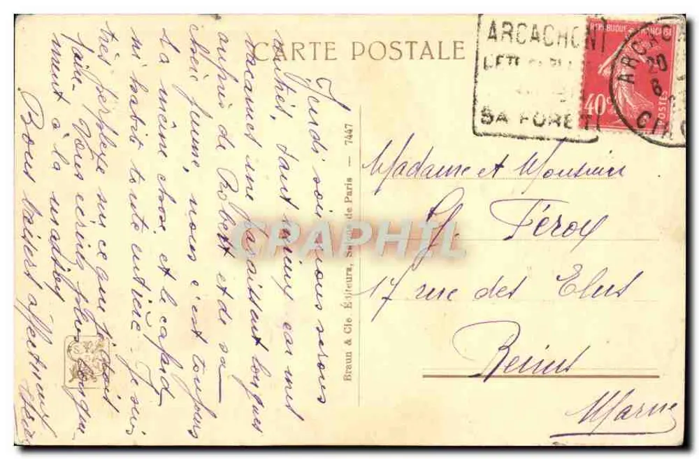Retrato de mulher em reveria — Éd. Cabane, n° 7447 - Verso