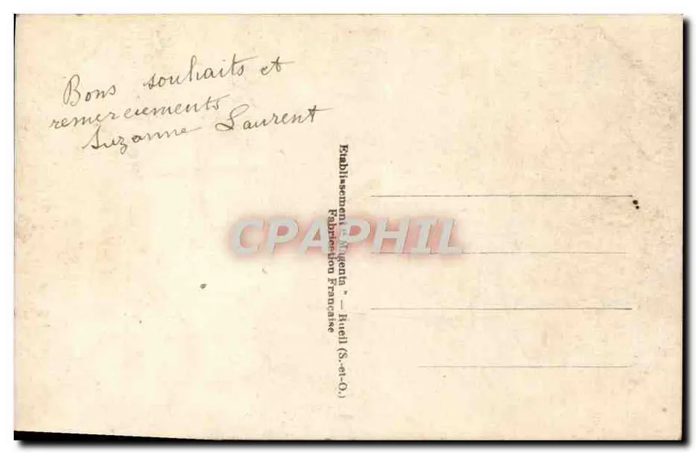 Fille en chapeau violet tenant un panier de fleurs — Bonne Année — B.M. Paris - Verso