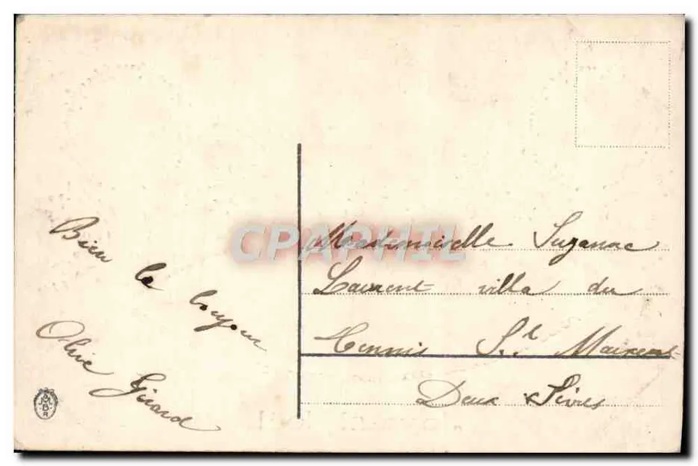 Deux anges — scène de village enneigé — éditeur inconnu - Verso