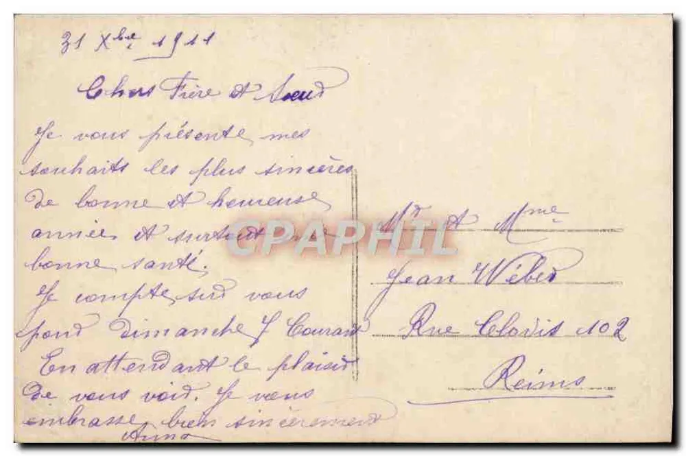 Junge Frau mit Blumenstrauß — Frohe Neujahr — Verlag V.O. Nr. 832 - Rückseite