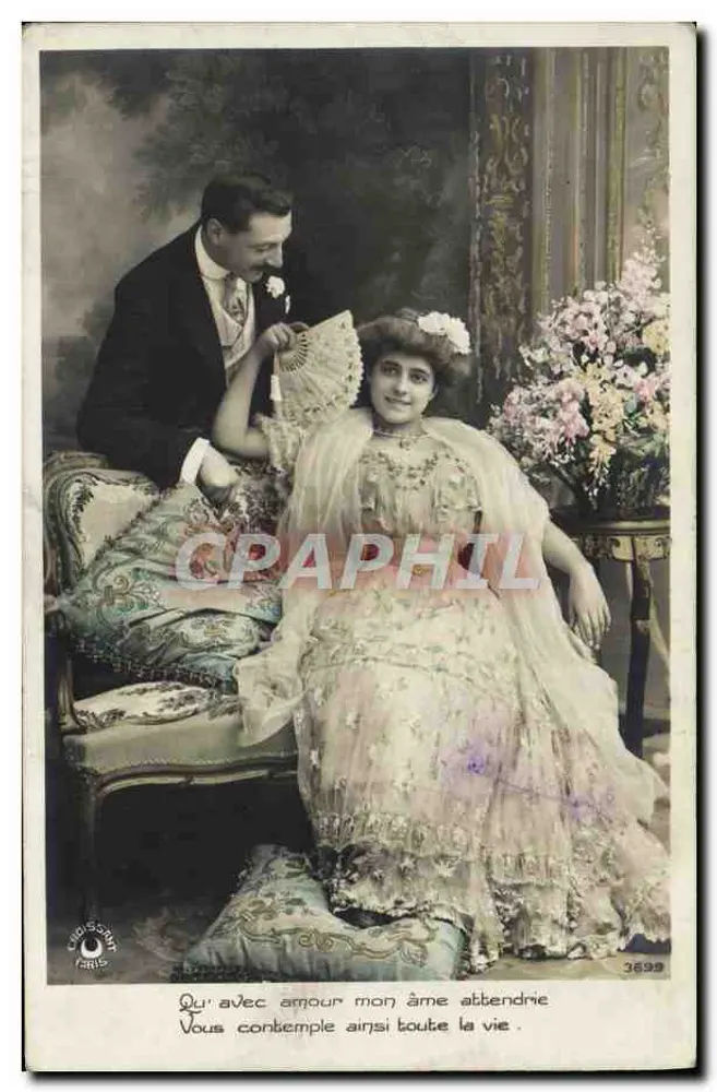 Elegantes Paar — romantische Szene — Verlag Trans Saint Paris, n° 3699 - Vorderseite