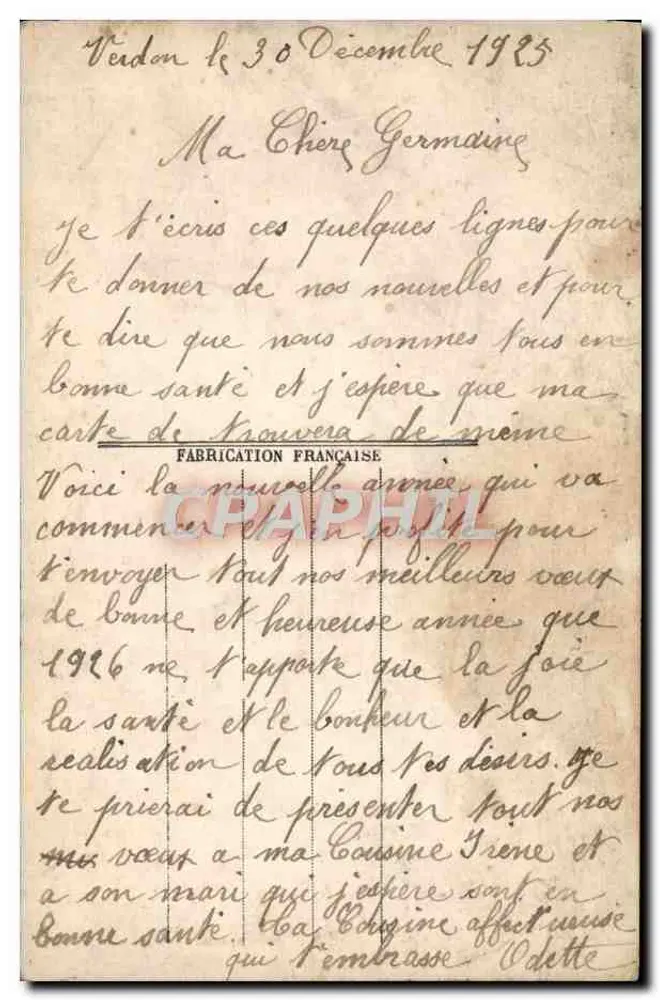 Jeune femme souriante — Bonne Année — Paris 1154 - Verso