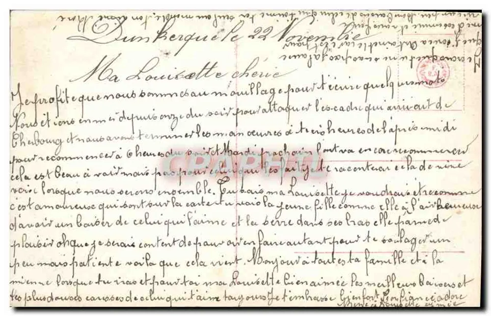Le Baiser — scène de couple — éditeur R. 3518/5 - Verso
