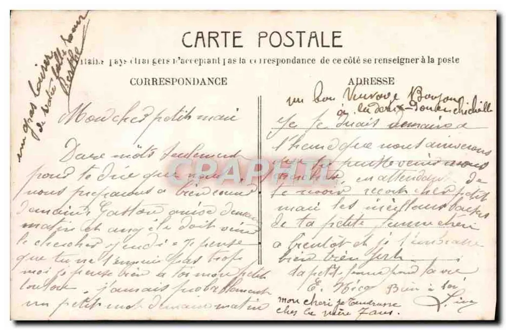 Nouveau couple — mariage — éditeur inconnu, n° 2438 - Verso