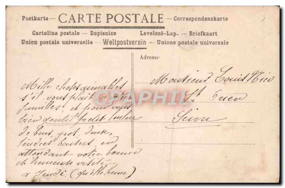 Femme en chapeau à roses — Mille Baisers — J.Q. n°159 - Verso