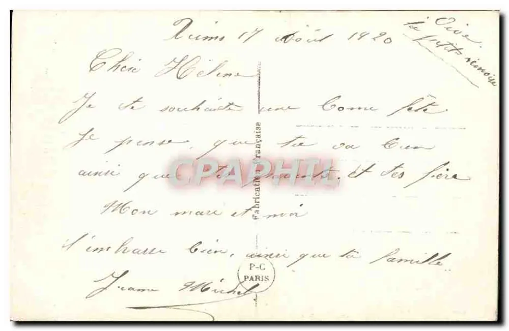 Bonne Fête — couple en tenue de fête — PC Paris 206 - Verso