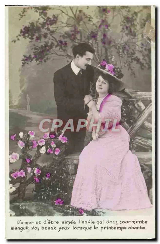Couple amoureux — printemps — éditeur inconnu, n° 201 - Recto