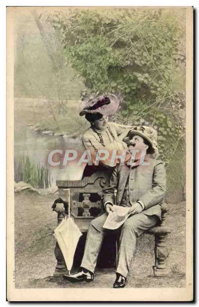 Couple en jardin — scène de vie — éditeur non identifié - Recto