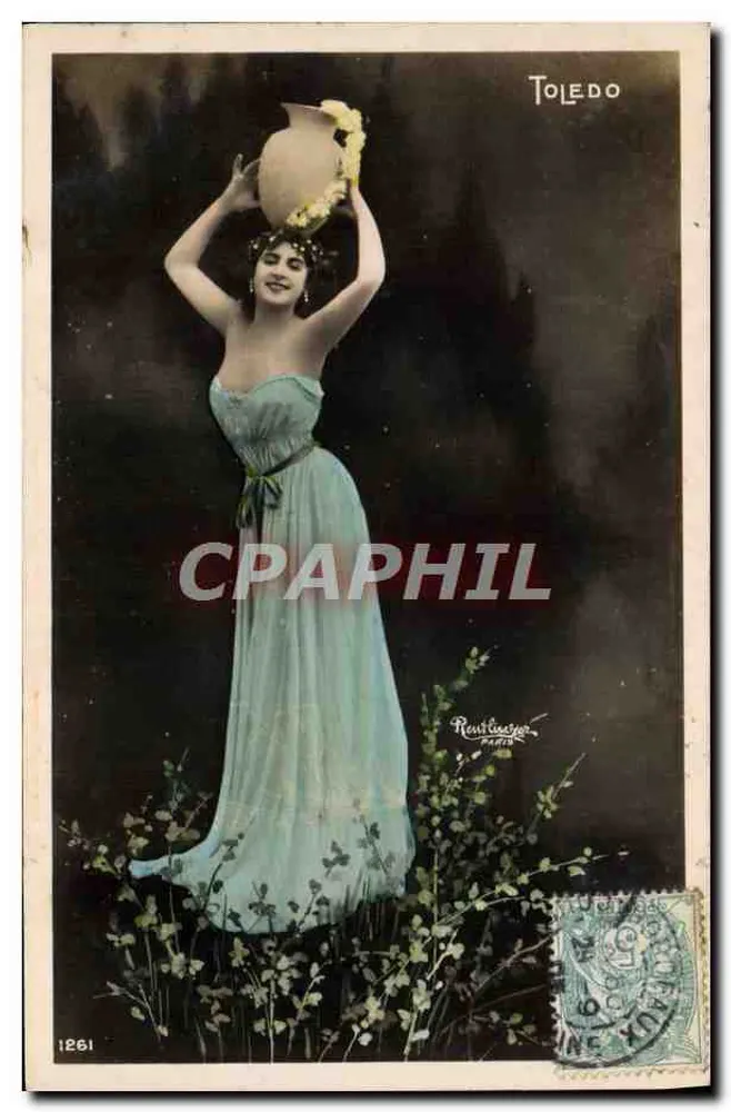 Frau in blauer Robe mit Vase — Toledo — RENTLASSER PARIS n°1261 - Vorderseite