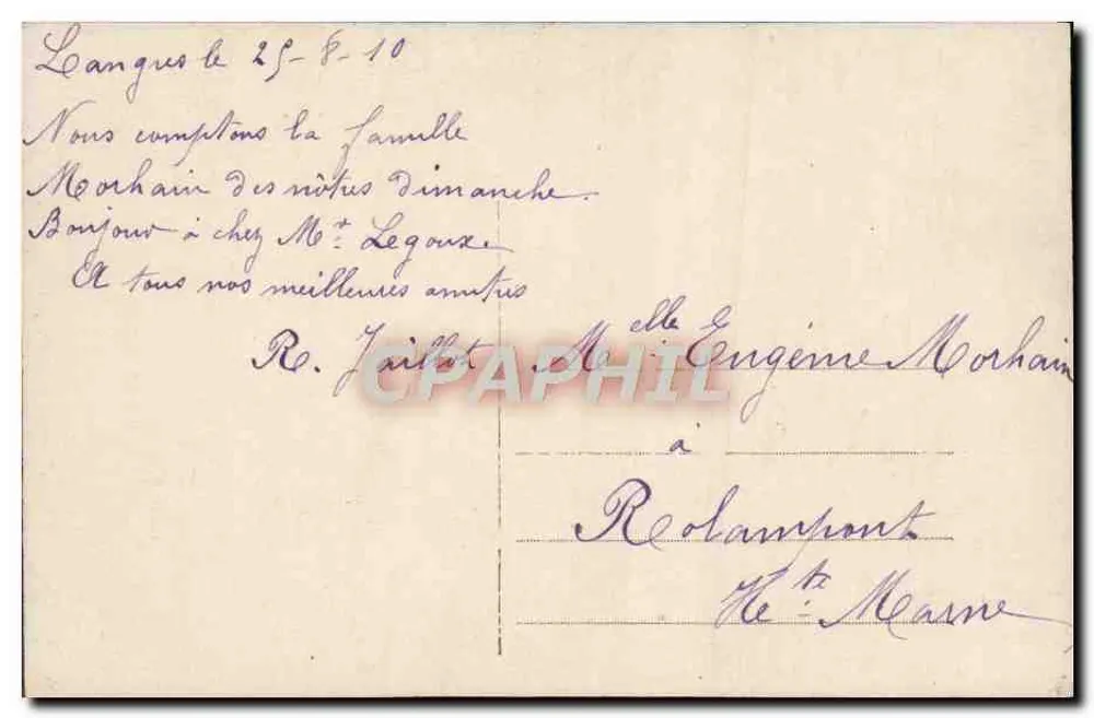 Mignon continuant son éternel voyage — Espérant retrouver un jour son cher village — Frère, n° 3336 - Verso