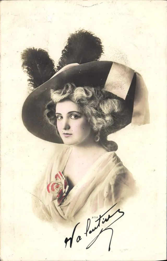Jeune femme en chapeau à plumes — Valentinus, n° 206 - Recto