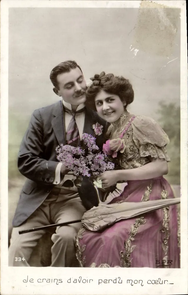 Couple amoureux — texte imprimé et manuscrit — E.P.R. n°334 - Recto
