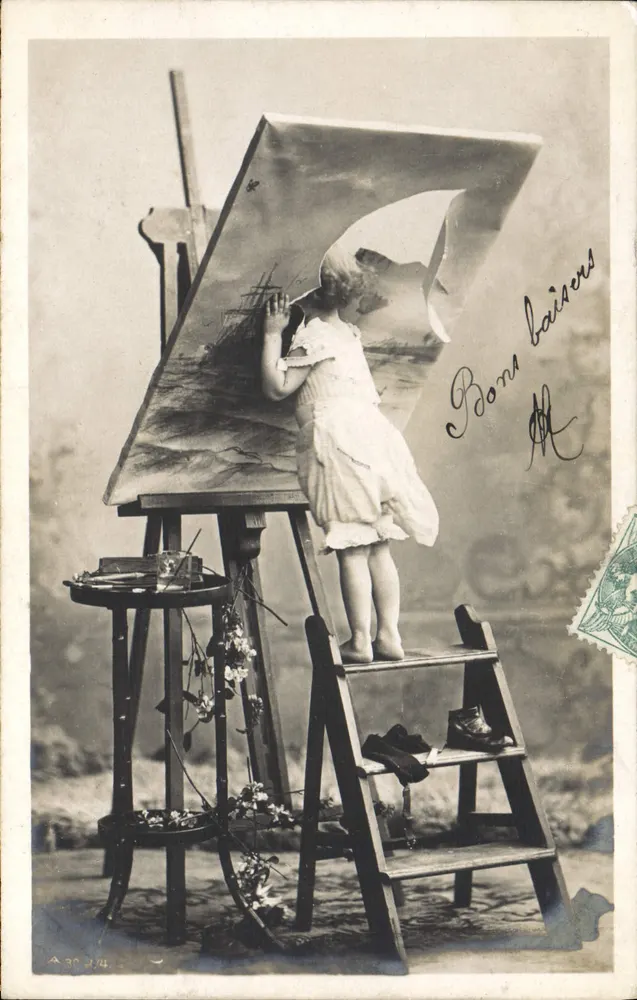 Menina pintando — cena de estúdio — A.30.3/4 - Frente