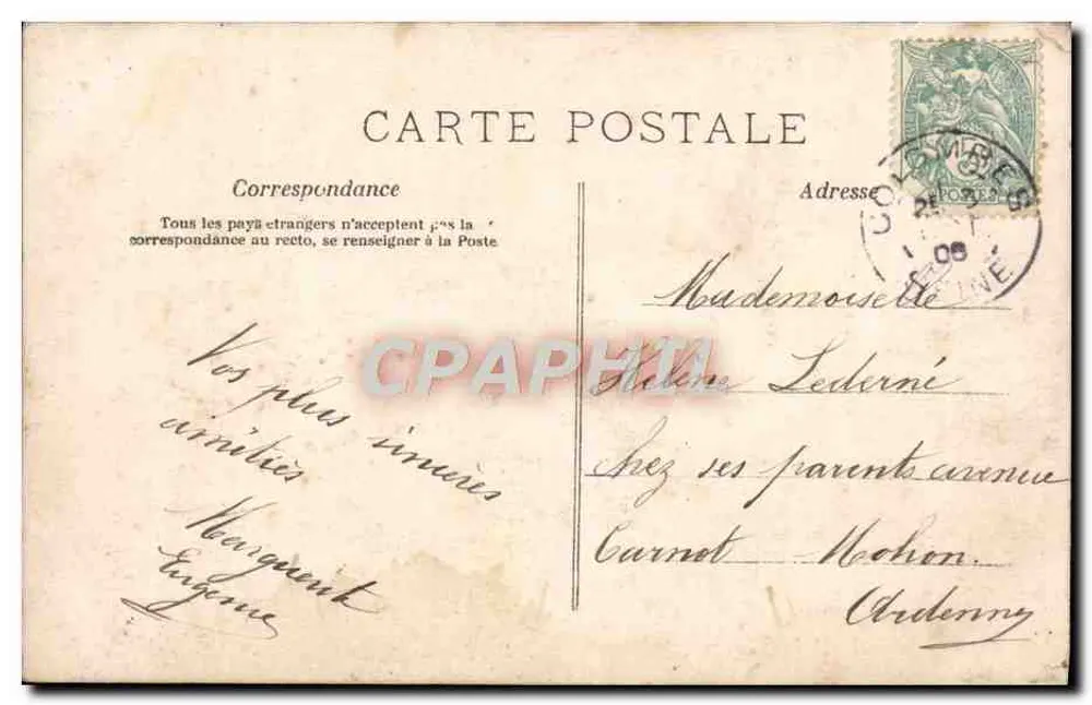 Jeune femme en chapeau fleuri — avec bouquet — éditeur anonyme - Verso