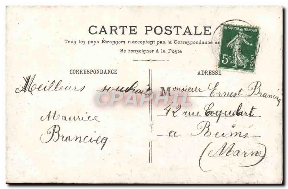 Femme en chapeau à fleurs — Bonne Fête — série 504 - Verso