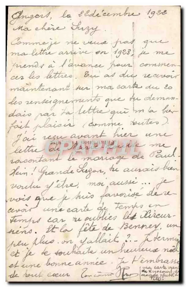 Hond met bloemenmandje — Veel geluk — Uitgever CEC n°843 - Achterkant