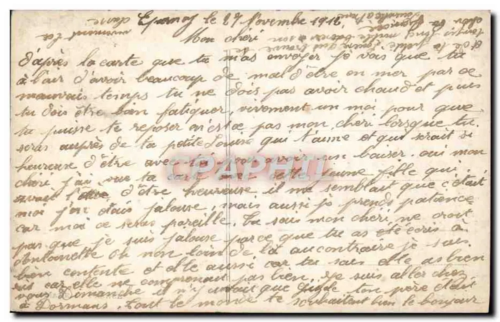 Jeune couple amoureux — scène romantique avec texte poétique — éditeur Fauvetti, n° 1397 - Verso