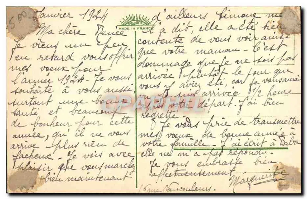 Kind mit Katze und Hund — Rosen — Frohe Neujahr — Verleger Grundt - Rückseite