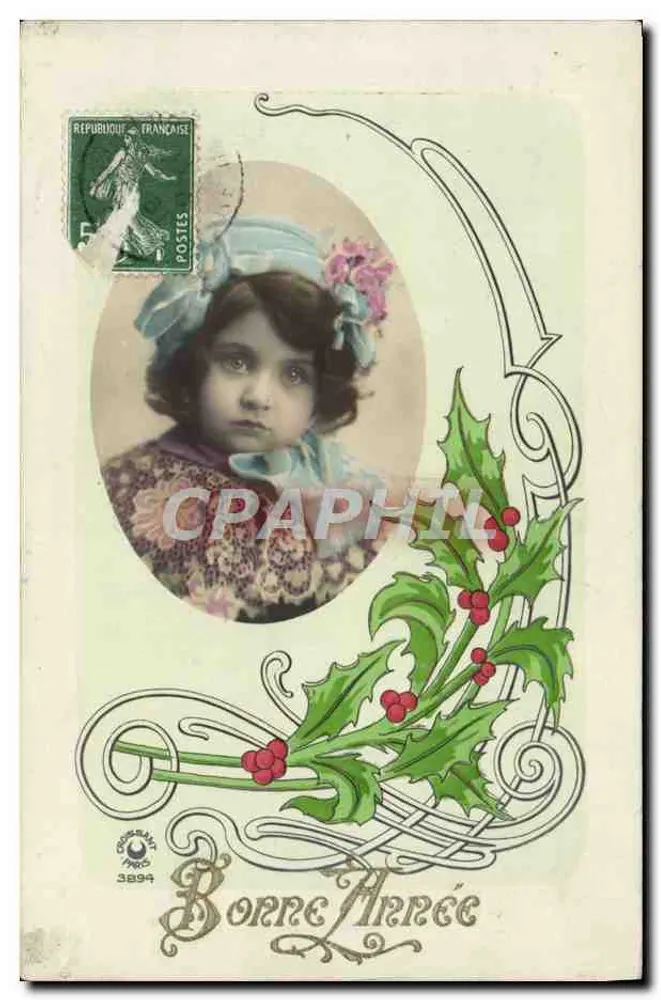Mulher em retrato — Boa Ano — editor C. P. A. n° 3894 - Frente