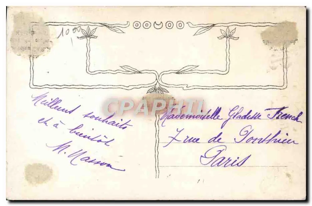 Mulher em retrato — Boa Ano — editor C. P. A. n° 3894 - Verso