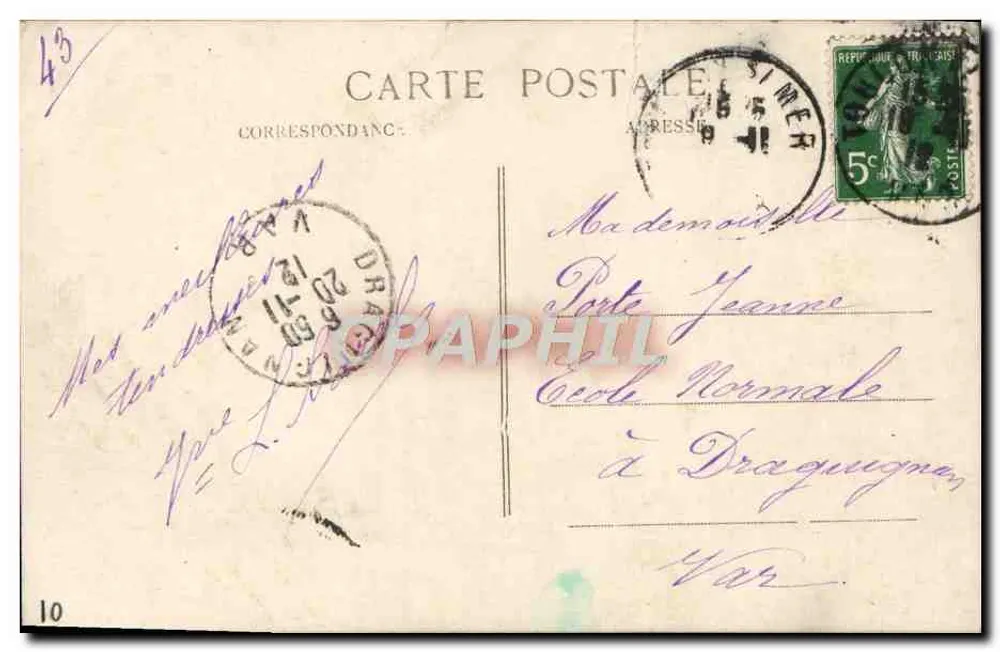 Blumen und Vögel Frankreichs — junge Frau in Volkskostüm mit Blumenstrauß — Verlag Blumen und Vögel Frankreichs, n° 3542 - Rückseite