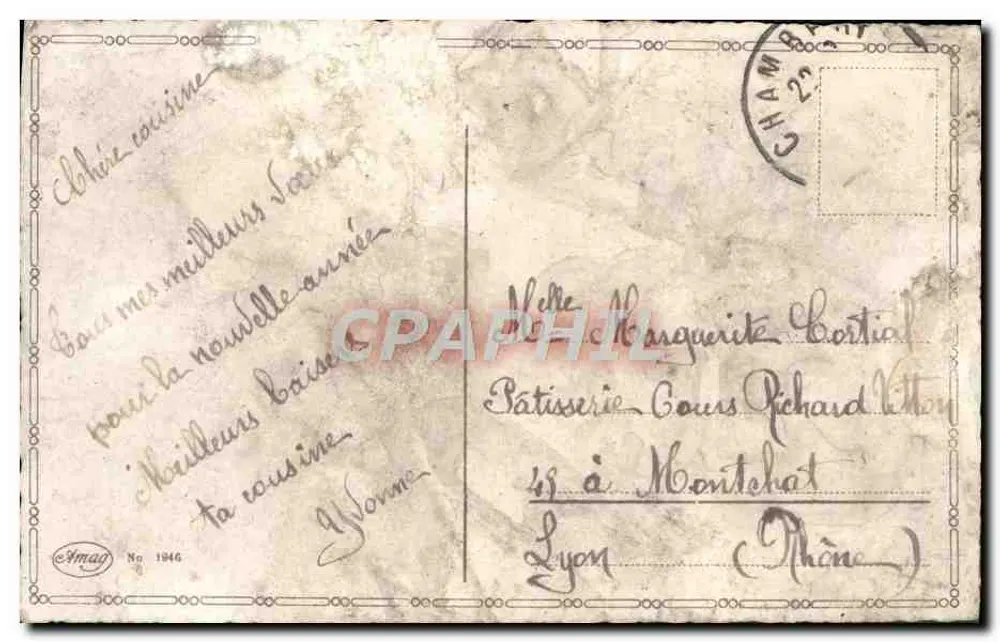 Château enneigé — scène hivernale avec deux cerfs — éditeur Imag, n° 1946 - Verso