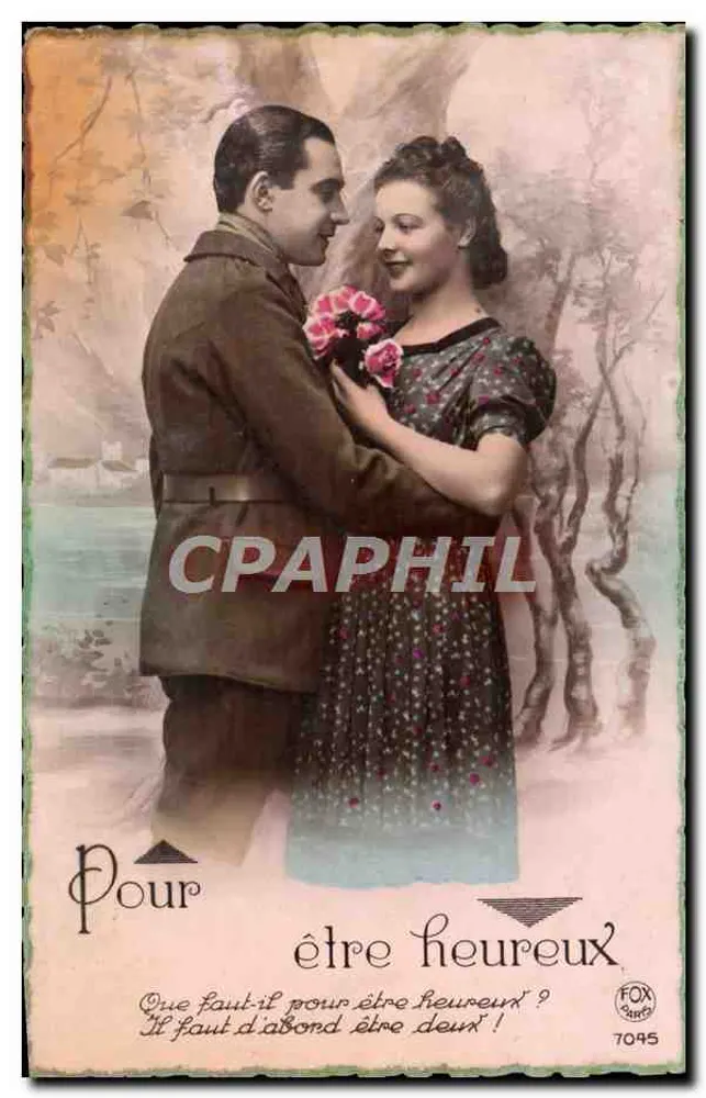 Couple amoureux — texte sur le bonheur — FOX Paris 7045 - Recto