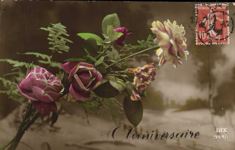 Arranjo de rosas — Aniversário — Editor desconhecido, número de série não visível - Frente