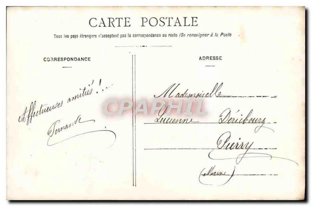 Jeune femme en robe rose — scène de jardin — éditée par A & S, n° 585 - Verso