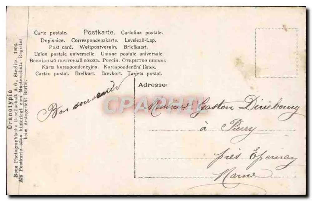 Jeune femme coiffée de fleurs — Carte postale colorisée — Granoptype A.G. Steglitz, Berlin - Verso