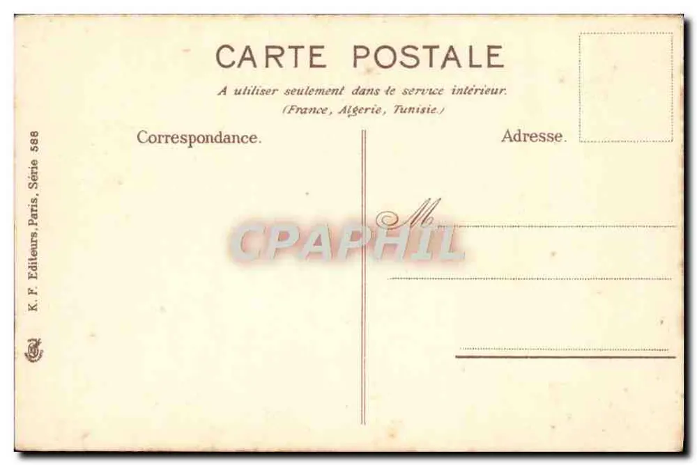 Cena de colheita — Mulheres colhendo trigo — K. F. Éditeurs, Paris, Série 588 - Verso