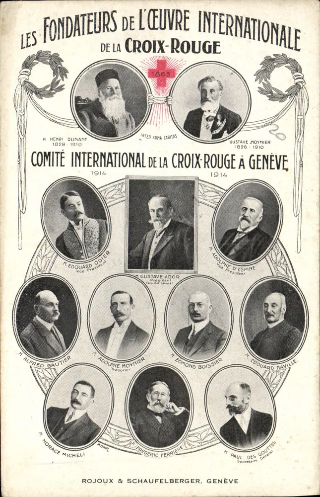 Die Gründer der Internationalen Rotkreuzarbeit — Internationales Komitee des Roten Kreuzes in Genf — 1914 - Vorderseite